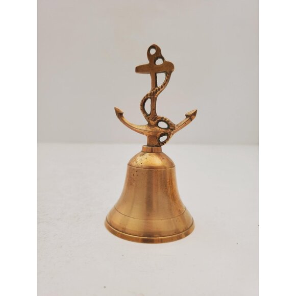 Vintage Brass Hand Bell - Handheld Solid Brass Bell with Charming Tone -… - Picture 1 of 7